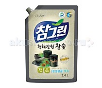 CJ Lion Средство для мытья посуды Chamgreen С древесным углем, мягкая упаковка, 1350 мл